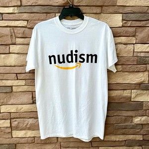 NUDISM Funny Parody T-Shirt Naturist Nudist Large
